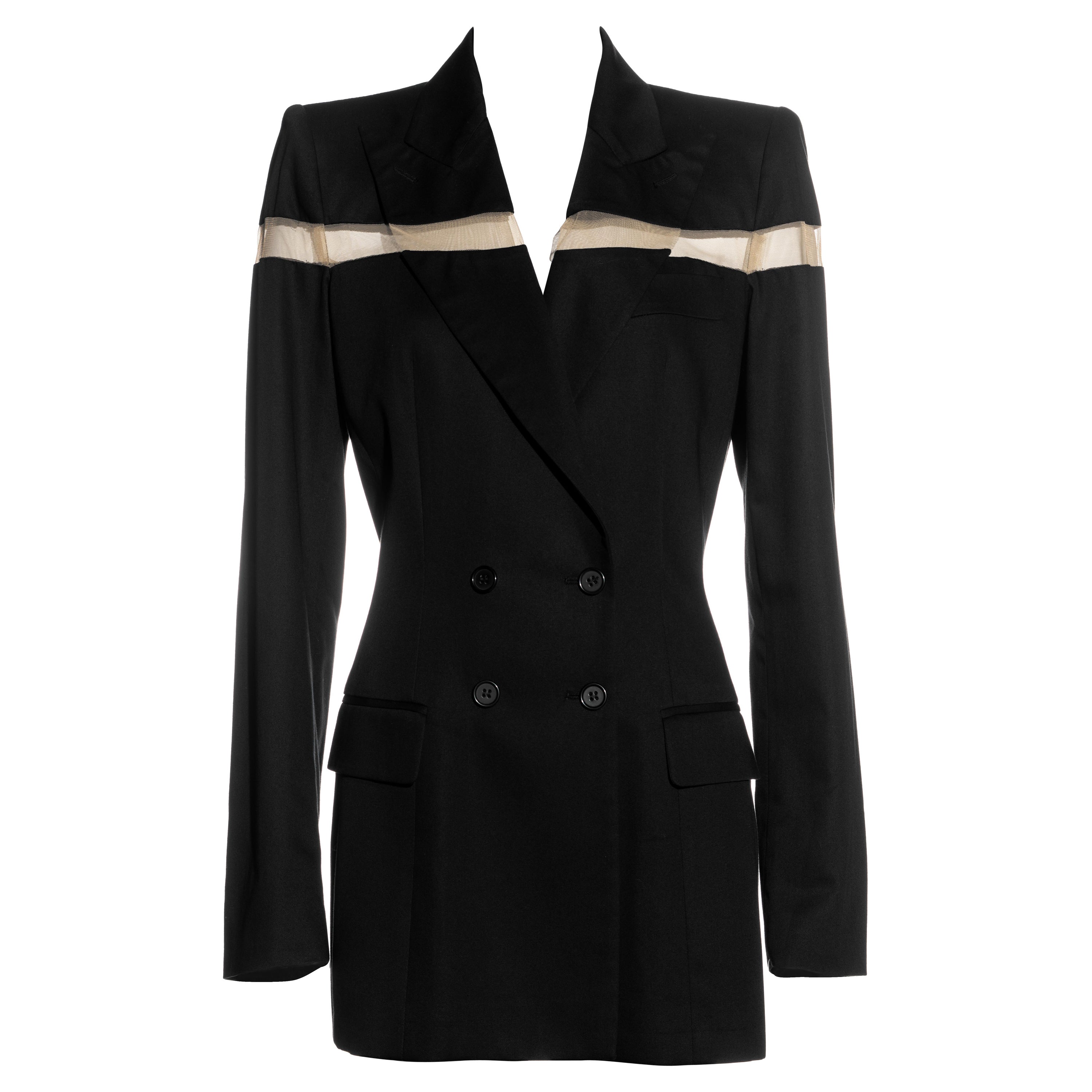 Alexander McQueen black double-breasted blazer mini dress with cut-out, ss 1998