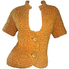 1960s B.H Wragge Burnt Orange Boucle Mod Short Sleeve Vintage 60s Retro Jacket