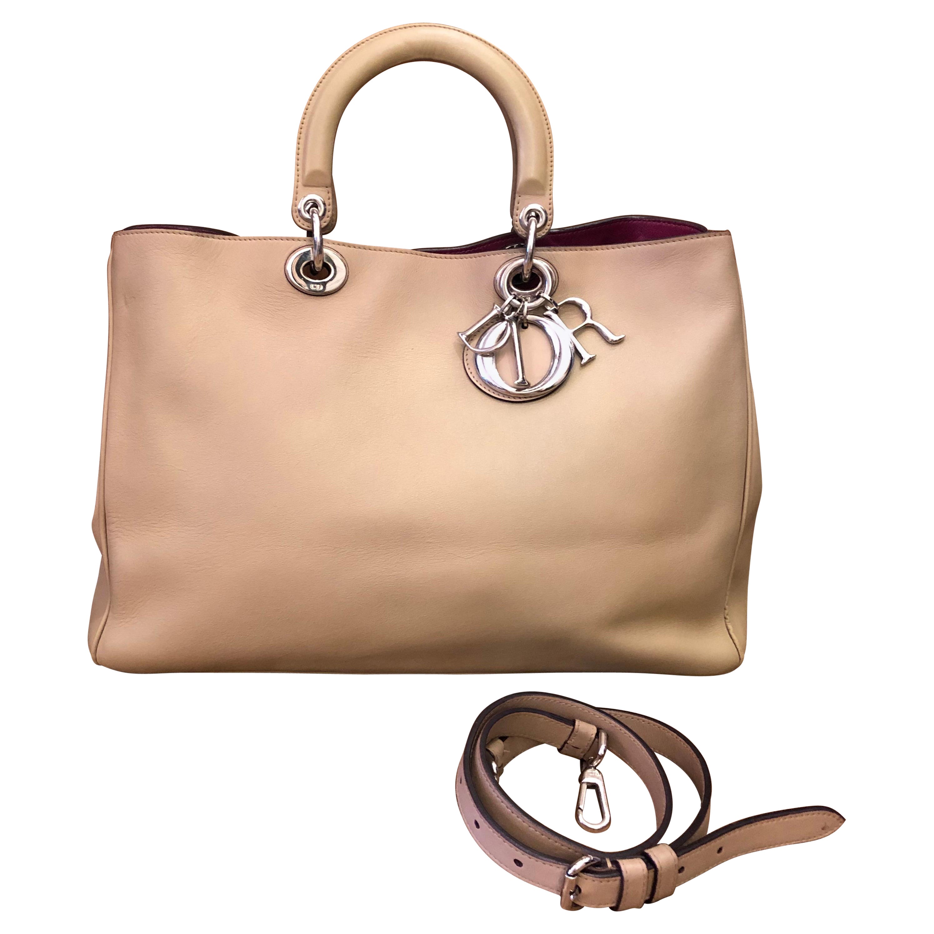 2010s CHRISTIAN DIOR Beige Leather Tote Bag