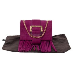 Roberto Cavalli Pink Suede Fringe Chain Shoulder Bag