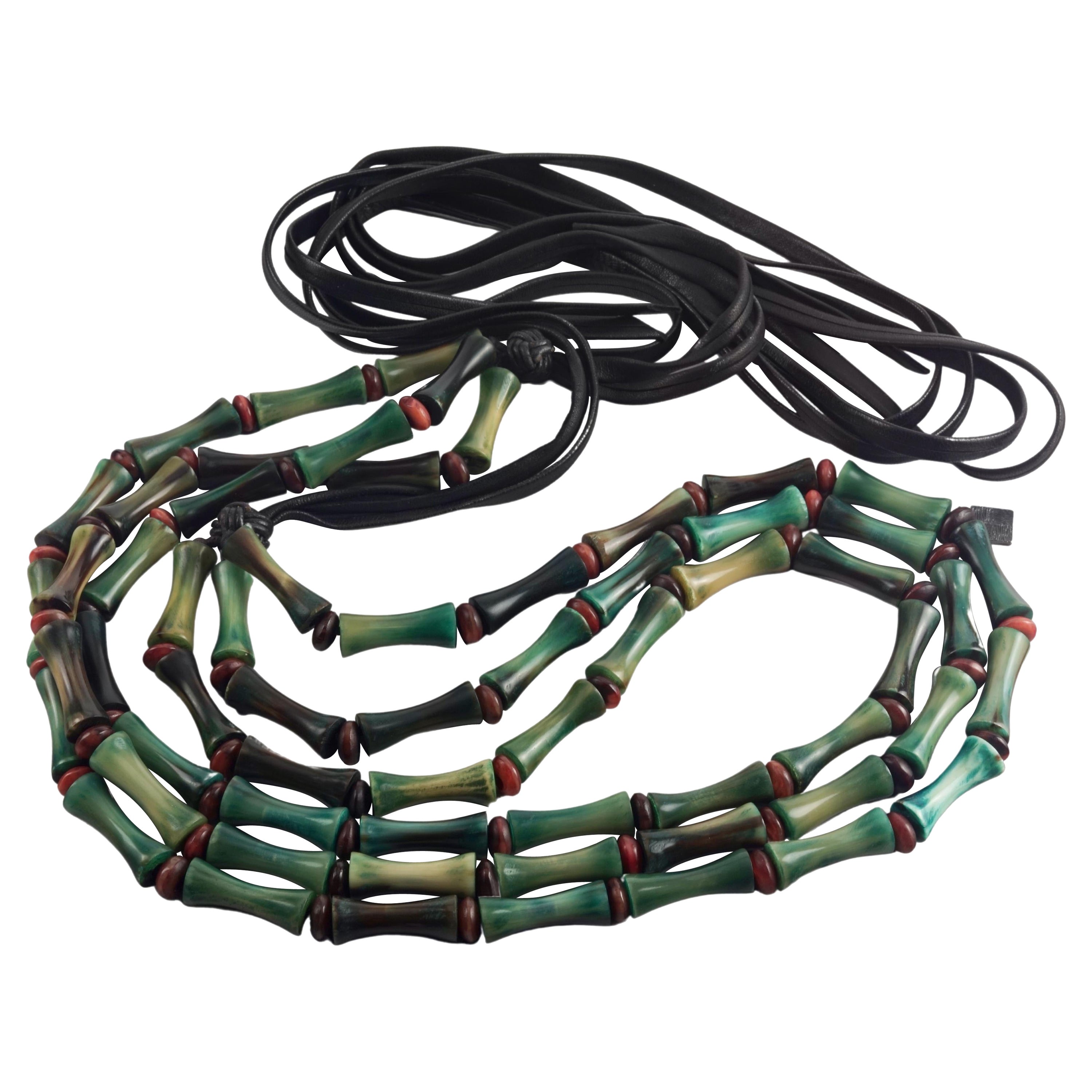 Vintage YVES SAINT LAURENT Ysl Bamboo Resin Multi Strand Belt For Sale