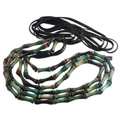 Vintage YVES SAINT LAURENT Ysl Bamboo Resin Multi Strand Belt