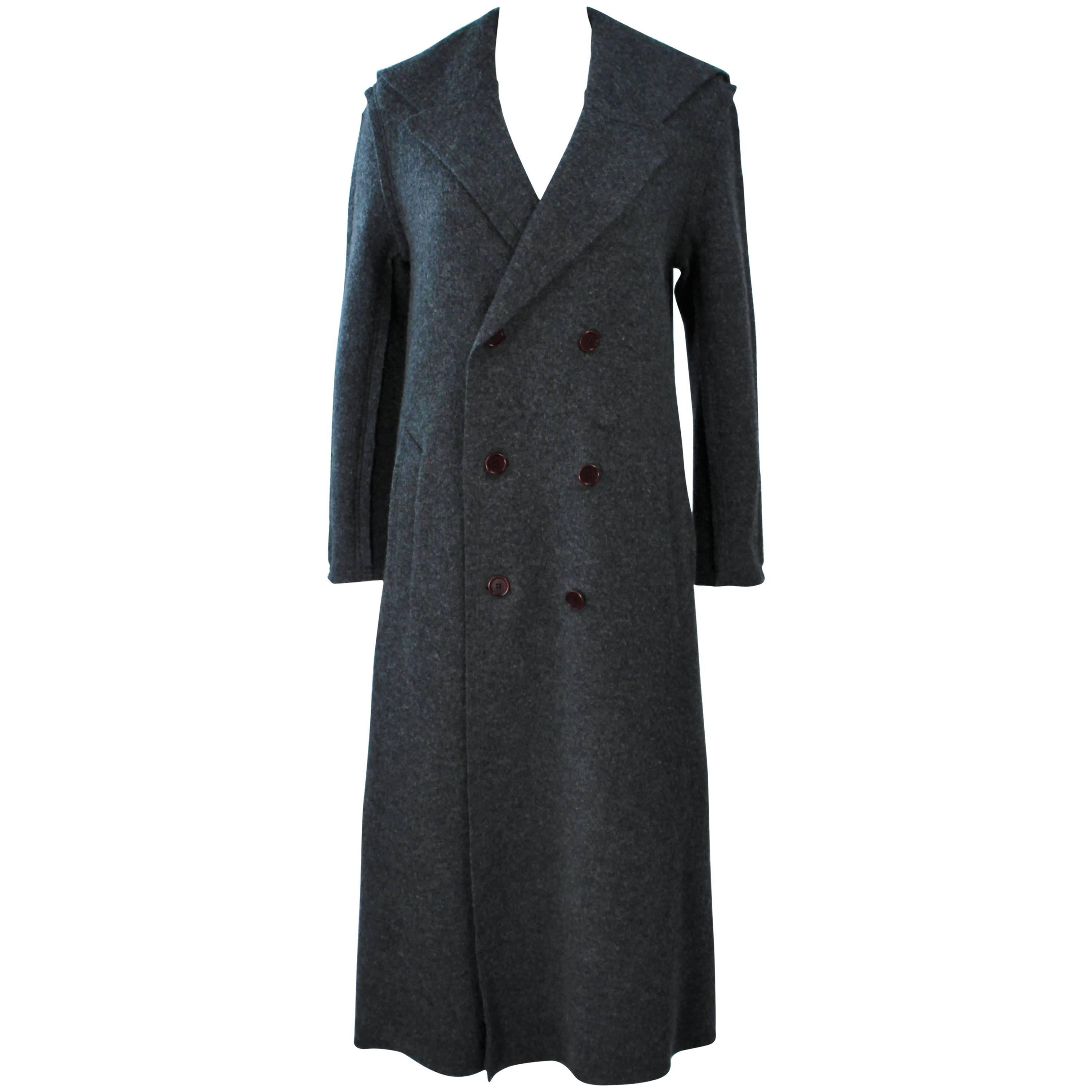 COMMES DES GARCON Grey Boiled Wool Coat Size S