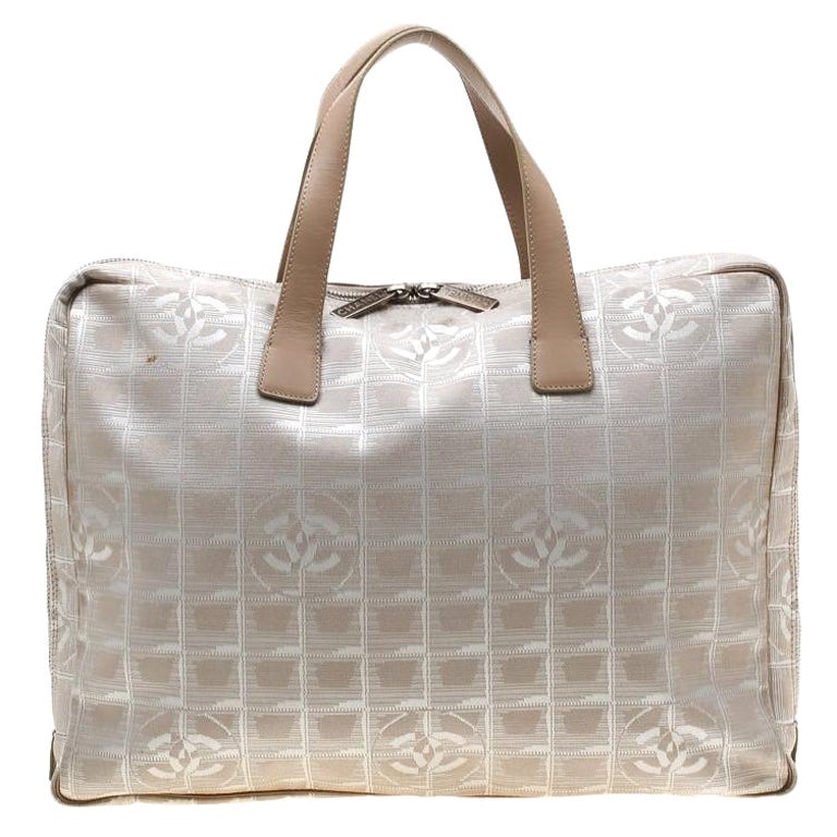 Chanel Beige Jacquard Travel Ligne Laptop Bag at 1stDibs