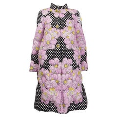 Used MONCLER x RICHARD QUINN pink FLORAL & DOTTED Down Puffer Coat Jacket 1 XS