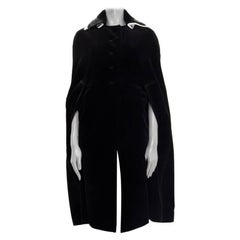 PRADA black cotton 2016 VELVET CAPE Coat Jacket 40 S