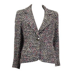 CHANEL multicolor wool blend SINGLE BUTTON TWEED Blazer Jacket 38 S
