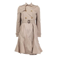 VALENTINO nude pink silk BELTED FLARED TRENCH Coat Jacket 4 S