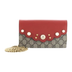Gucci Pearly Wallet on Chain Coated Canvas with Leather Mini