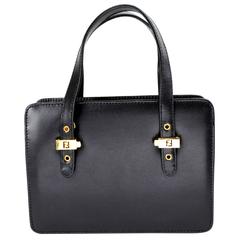 Fendi Black Epi Leather Handbag with Detachable Shoulder Straps