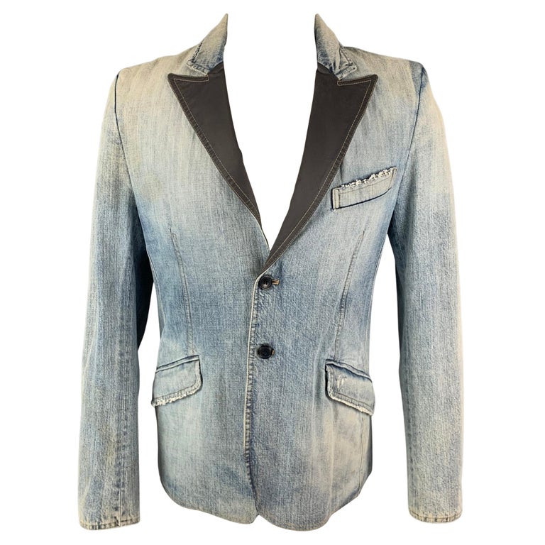 D&G by DOLCE and GABBANA Size 40 Blue Distressed Denim Jacket For Sale at  1stDibs