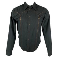 VERSACE JEANS COUTURE Size M Black Cotton Snaps Long Sleeve Shirt