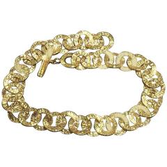 MINT. Vintage CHANEL golden logo embossed hoop chain necklace. Gorgeous vintage 