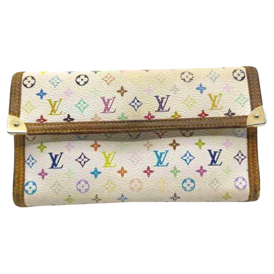 Weiße und mehrfarbige Sarah-Brieftasche von Louis Vuitton, International Trifold, 867354