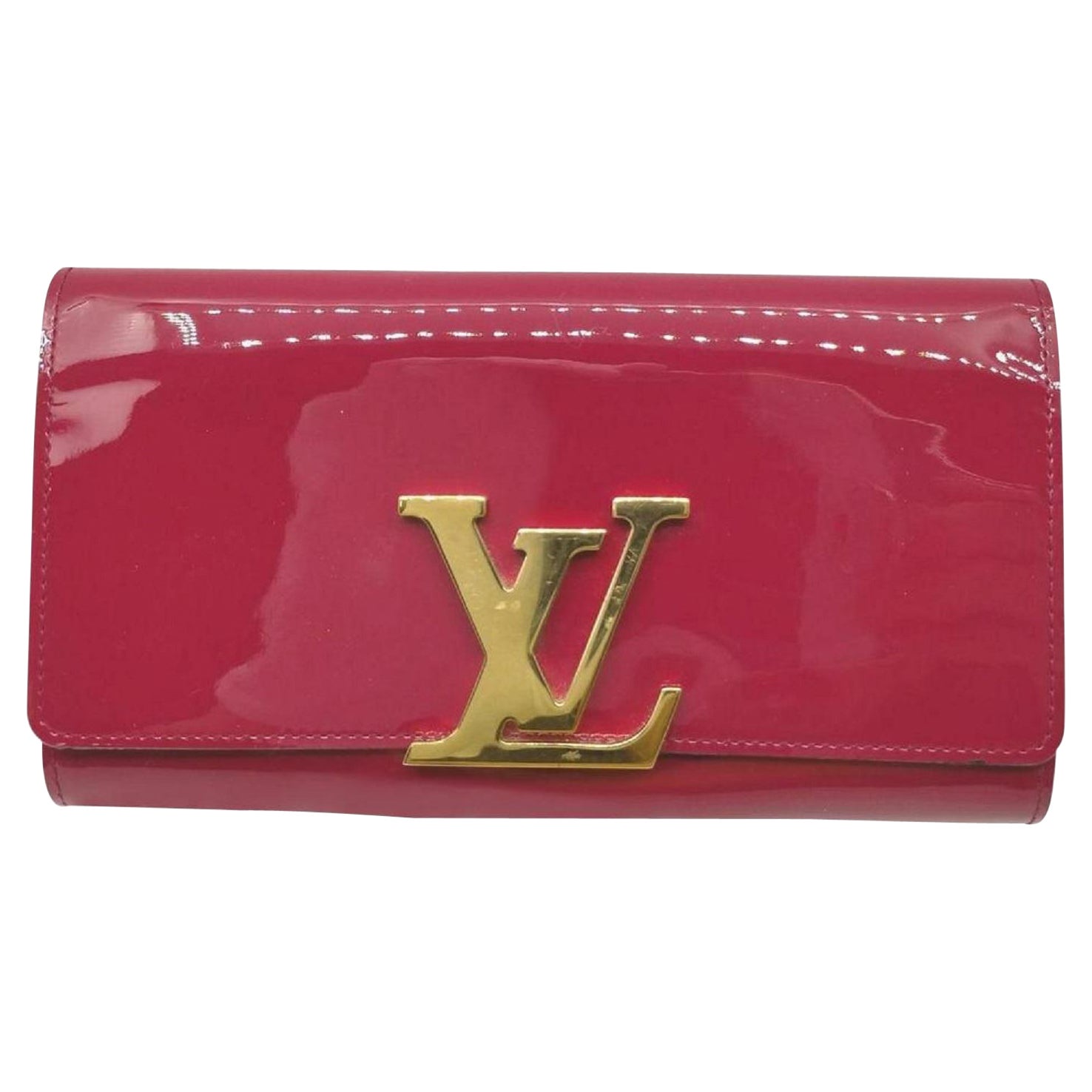 Louis Vuitton Indian Rose Portefeuille Louise Wallet Flap Pink Vernis 861159 For Sale