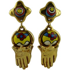 Alexis Lahellec Vintage Rare Hand Dangling Earrings (Boucles d'oreilles)