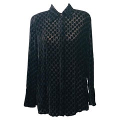 Unworn with original tag 1997 Gucci by Tom Ford velvet “GG” logo shirt