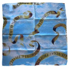 Dolce & Gabbana Devotion DG Angels Printed Silk Scarf Handkerchief in Blue