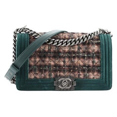 Chanel Paris-Edinburgh Boy Flap Bag Quilted Tweed with Velvet Old Medium