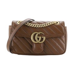 Gucci GG Marmont Flap Bag Diagonal Quilted Leather Mini