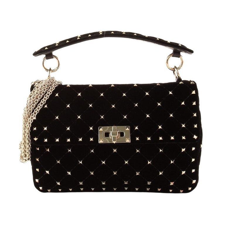 Valentino Rockstud Spike Flap Bag Quilted Velvet Medium at 1stDibs