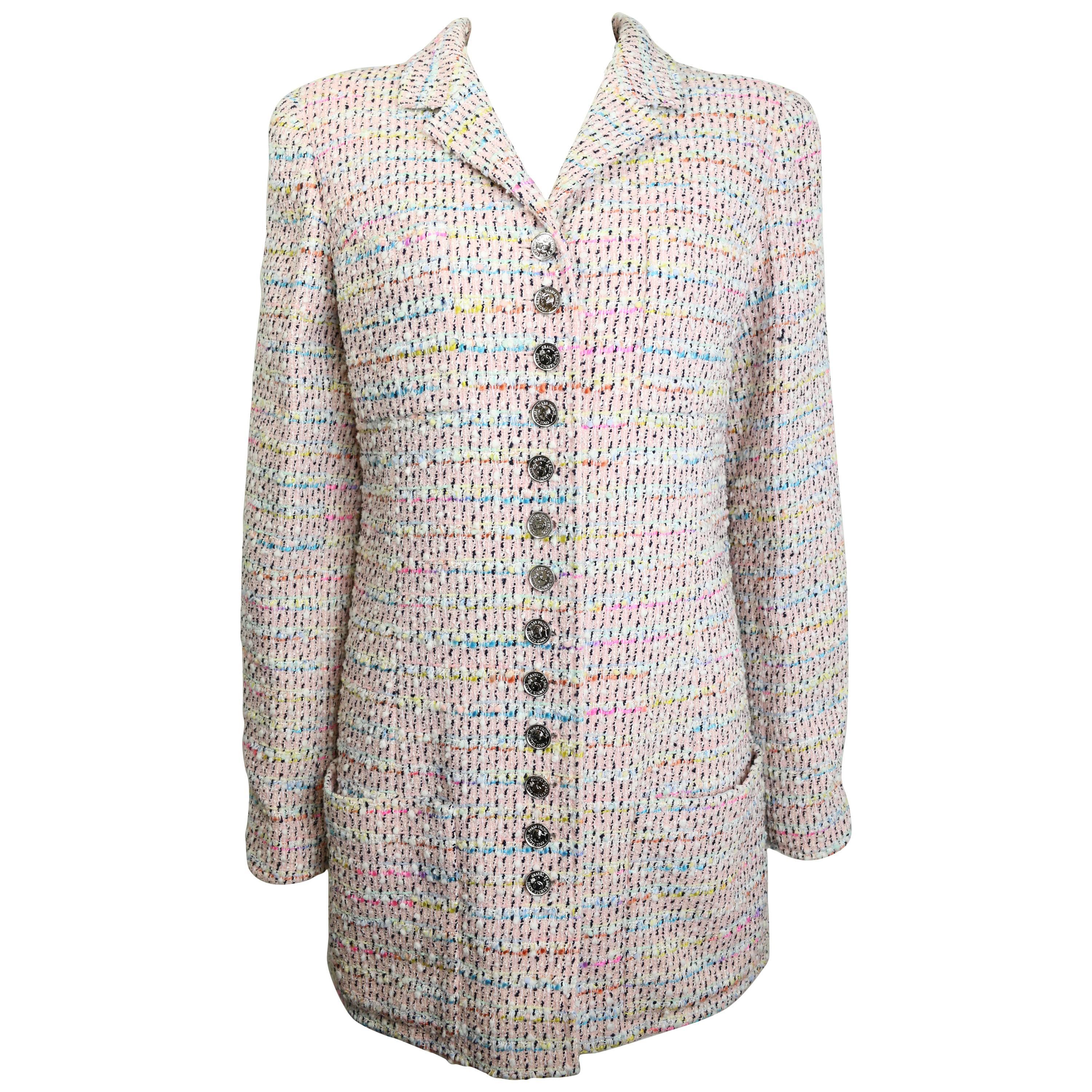 Chanel Pink Multi-Colour Tweed Jacket  For Sale