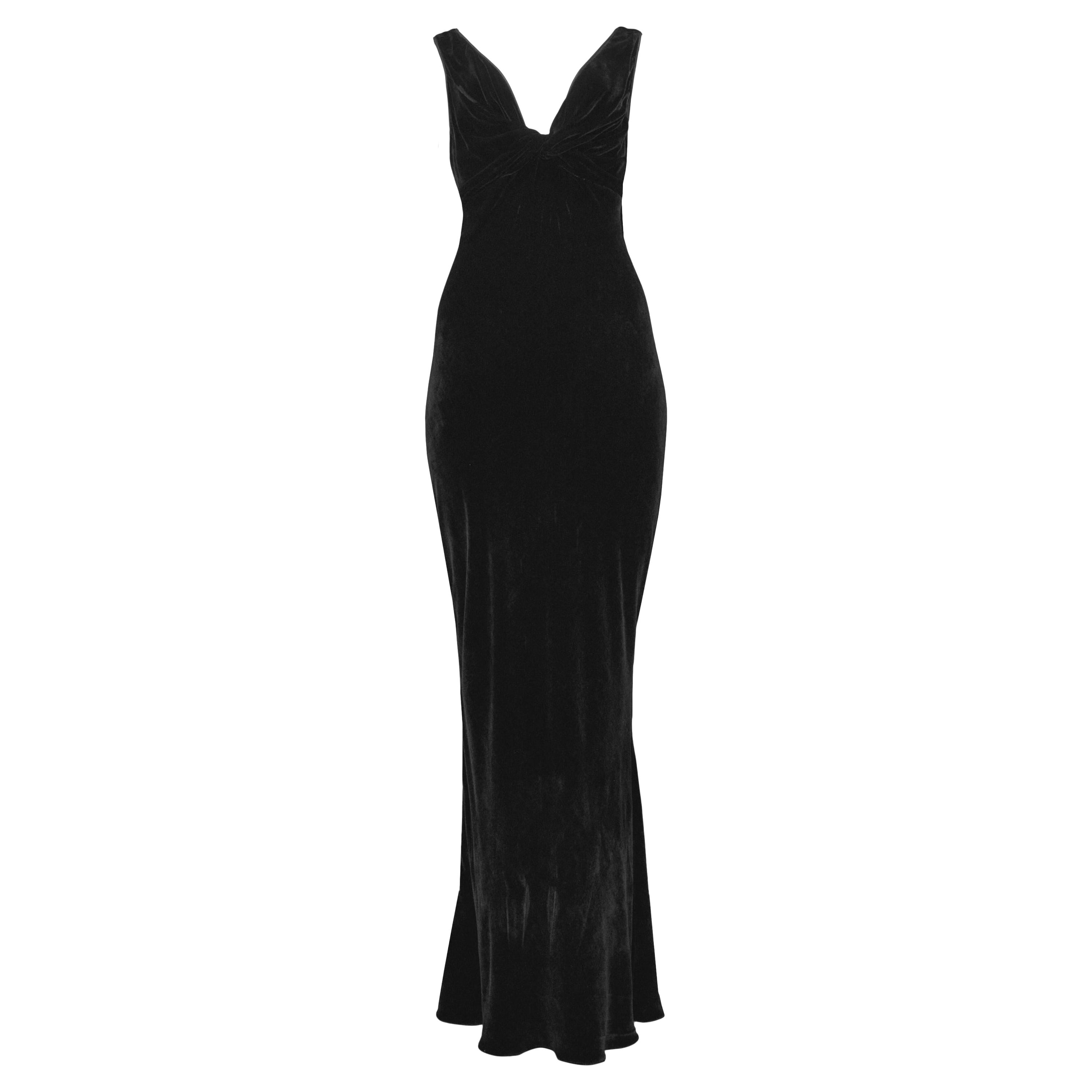 John Galliano Black Lace Cowl Neck Gown with Mermaid Hem For Sale at ...