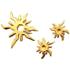 Striking Christian Lacroix 'sunburst' brooch and earrings 1