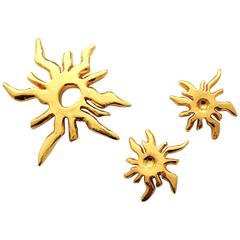 Striking Christian Lacroix 'sunburst' brooch and earrings