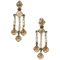 Retro Elegant Schreiner of New York 1960s long drop earrings