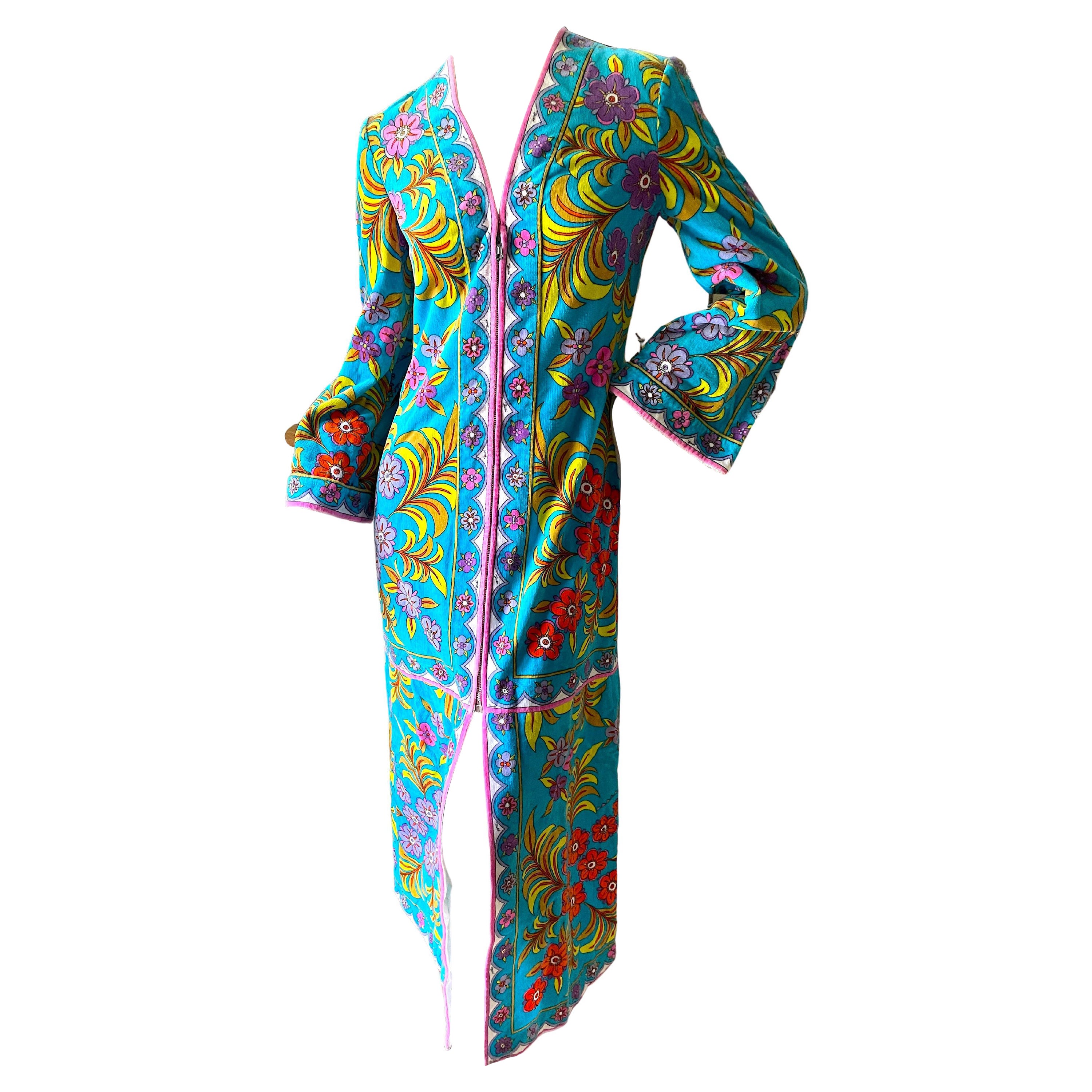 Emilio Pucci Colorful 1960's Terry Cloth Cotton Beach Caftan Dress  For Sale
