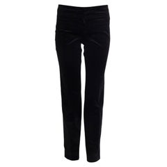 GUCCI black cotton HORSEBIT VELVET Pants 40 S