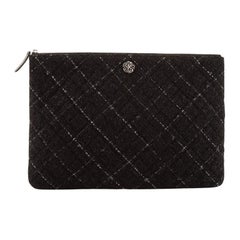 Chanel O Case Clutch Quilted Tweed and Quilted Lambskin Large