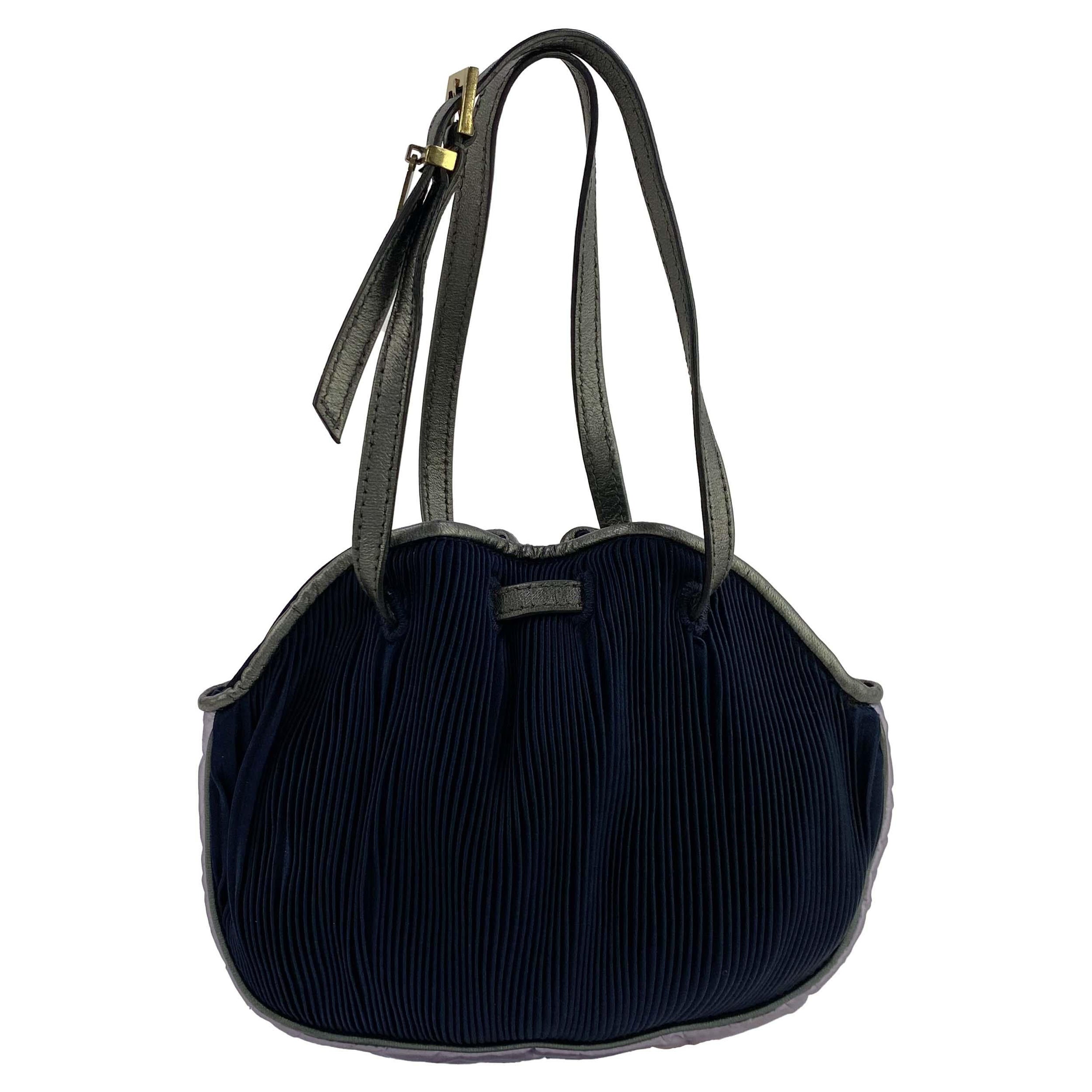 2000s Gucci by Tom Ford Mini Purple Pleated Satin Draw String Bag 