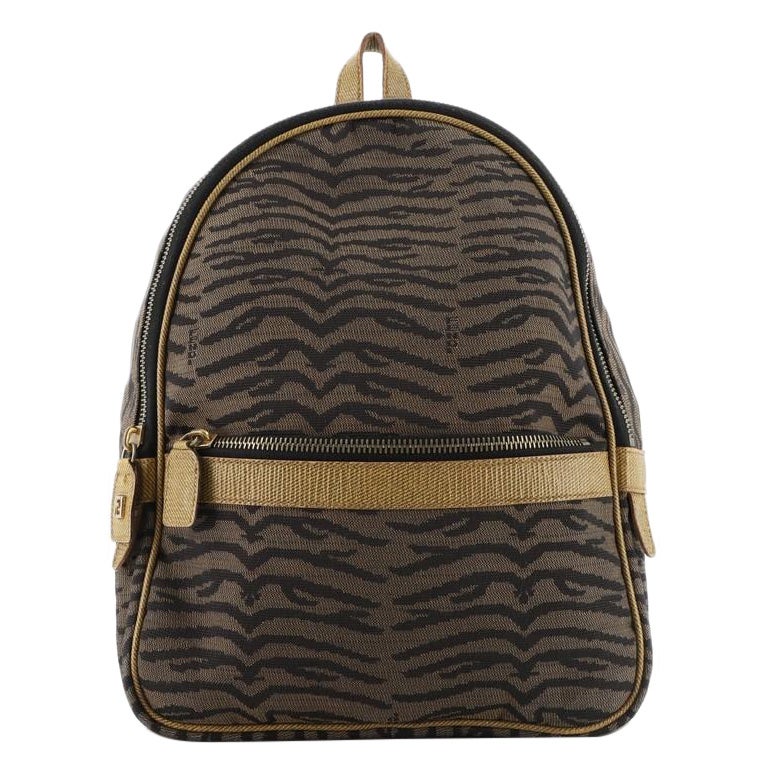 Fendi Vintage Front Pocket Backpack Tiger Print Jacquard Small