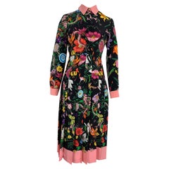 Gucci Pleated Printed Silk crepe de chine Dress