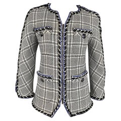 Chanel white & blue Tweed Blazer Jacket