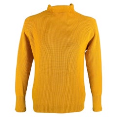 BARENA Size XXL Yellow Knitted Wool Turtleneck Sweater