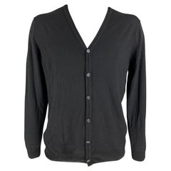 SUNSPEL Size L Black Knitted Wool Buttoned Cardigan