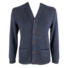 RRL by RALPH LAUREN Size L Indigo Knitted Cotton Buttoned Cardigan