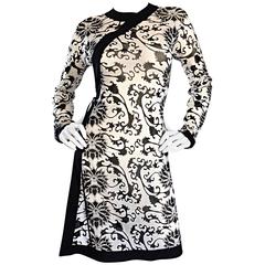 Rare Vintage Vivienne Tam Black and White Tattoo Print Asian Inspired Wrap Dress 6