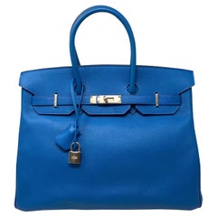 Hermes Blue Mykonos Birkin 35 Bag