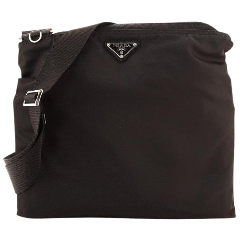 PRADA Tessuto Nylon Saffiano Messenger Bag Black Grey 1215530