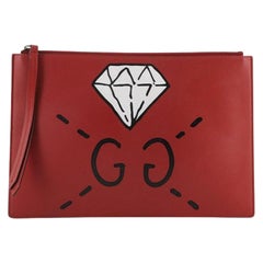 Gucci Zipped Pouch GucciGhost Leather Large
