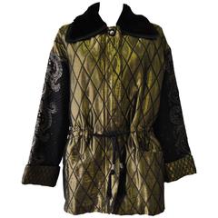 Gianni Versace Silk Metallic Embroidered Parka Jacket