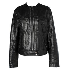 Black leather jacket slightly quilted D&G by Dolce Gabbana 