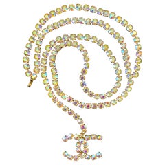 1995 Vintage Runway Chanel schillernde Strass CC Kette Gürtel Halskette