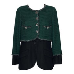 Chanel Green Tweed and Black Jacket Fall Winter 2011