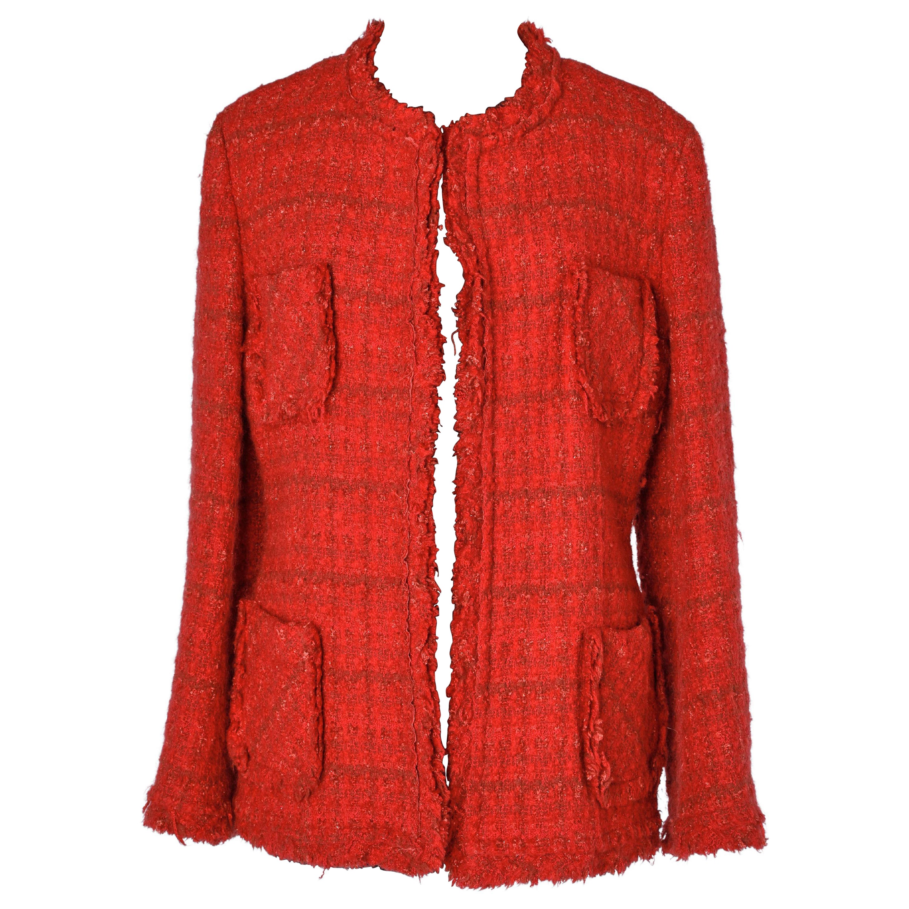 Red wool jacket " Tribute to Chanel" Junya Watanabe Comme des Garçons 