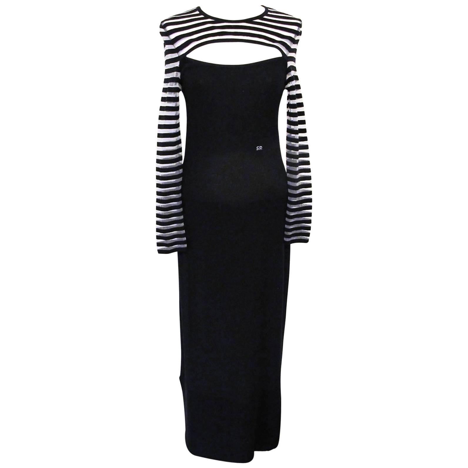 Sonia Rykiel French Sailor Black Evening Gown For Sale
